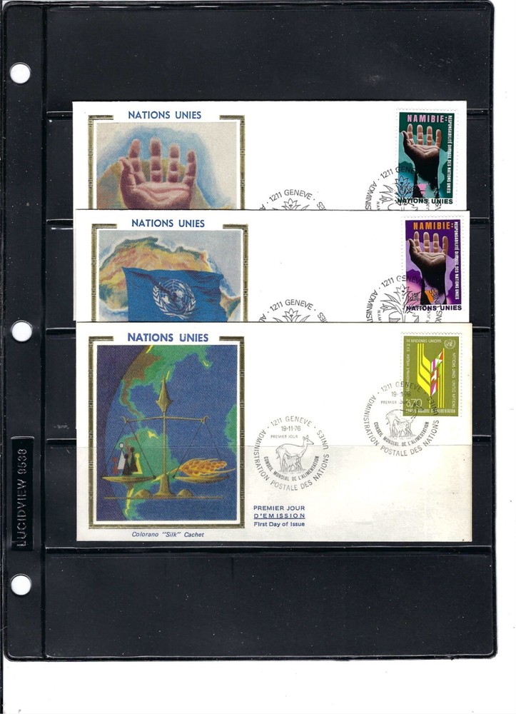 1975/1976 NAMIBIA FDC's - Scott# NY G53/54 & 63-COLORANO SILK Cachet (377A)