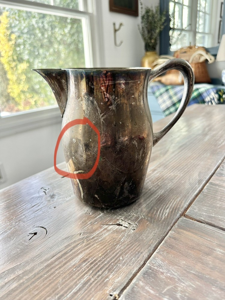 Vintage Silver Plate Water Pitcher, one dent
