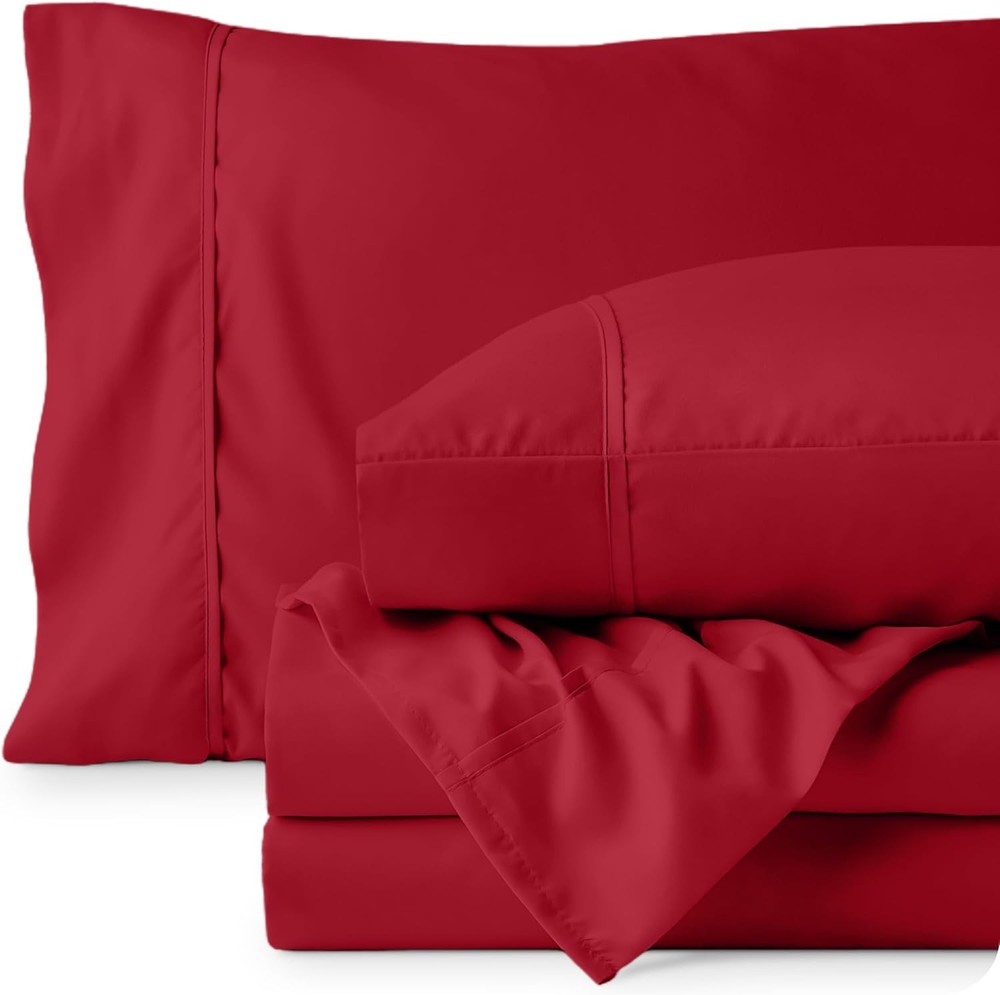 Deep Pocket Queen Bed Sheets - 1800 Thread Count Microfiber - Luxurious Red