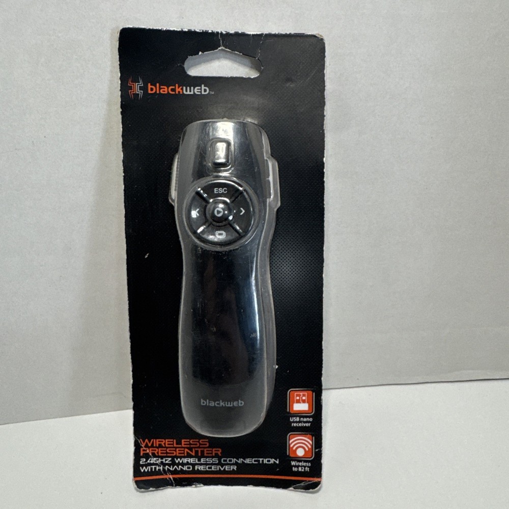 BlackWeb 2.4GHz Wireless Presenter 82 ft. Range Laser Pointer Control