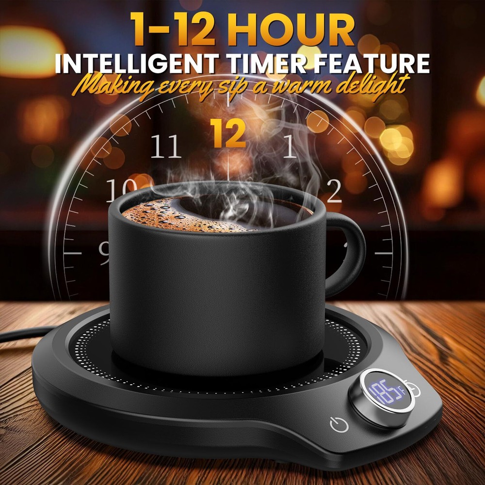 Fast Heating Mug warmer - 4 Temp Settings & 1-12H Timer, Coffee Cup Warmer Plate