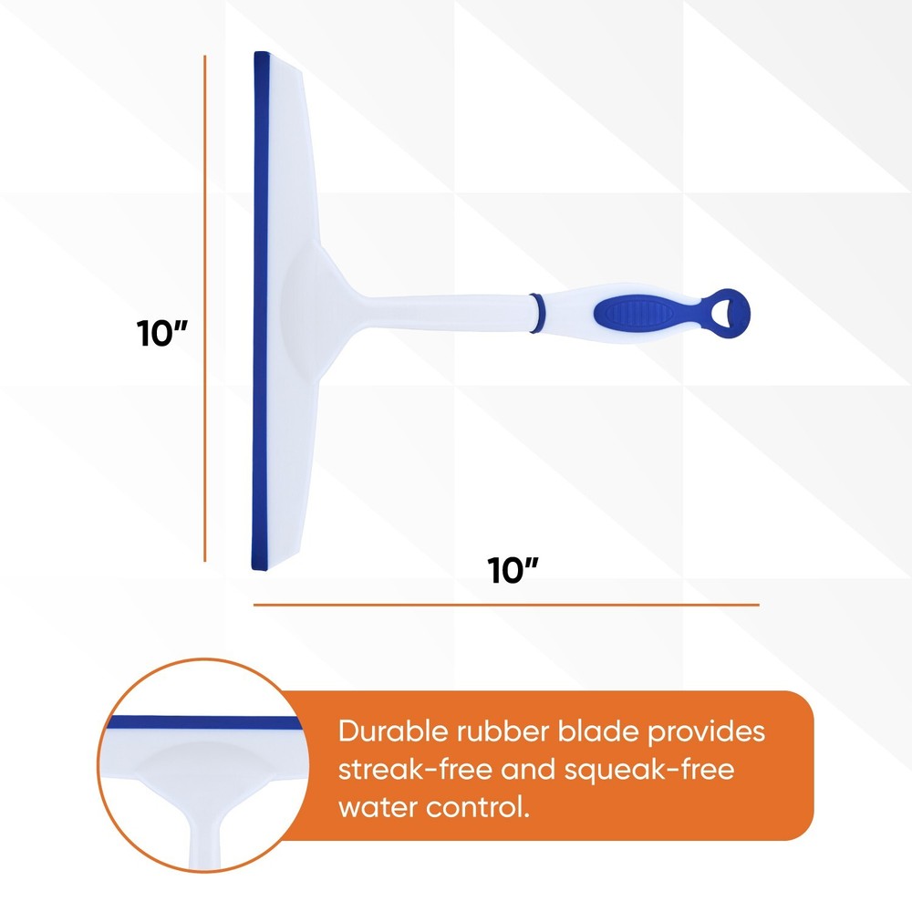 Superio 10" Window Rubber Squeegee with Hanging Loop, 2 pack Blue