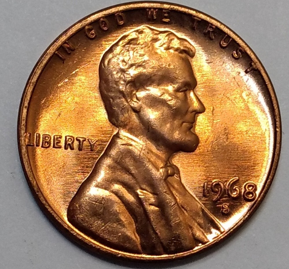 1968-S Mint State Lincoln Cent ~ RB ~ Toned