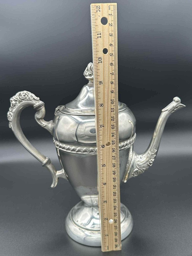 Birmingham Silver Co Silver on Copper Silver Plated Lidded Coffee Pot 10”