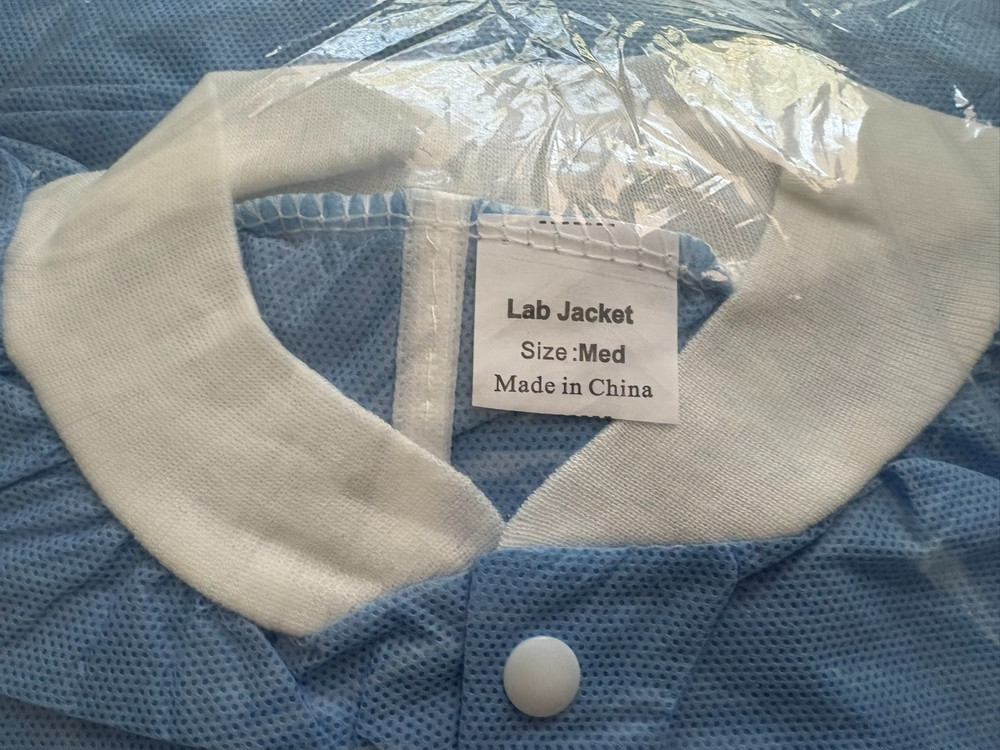 Disposable Lab Jackets, Medium - 10 Pack, Knit Collar and cuffs , Pockets