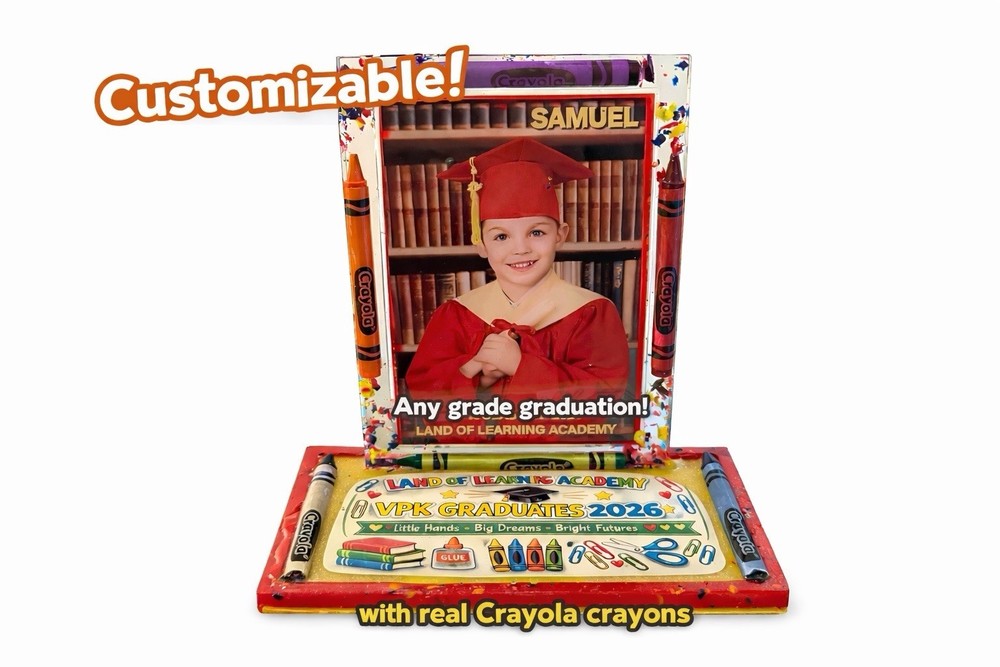 Crayola Customizable Graduation Photo Frame Handmade Multicolor Real Crayons