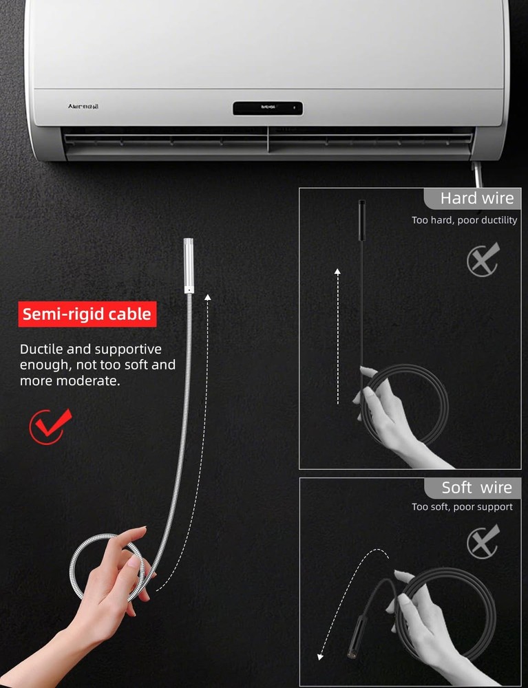 Endoscope Camera with Light, 1920P HD Borescope Camera with 8 Adjustable LED ...