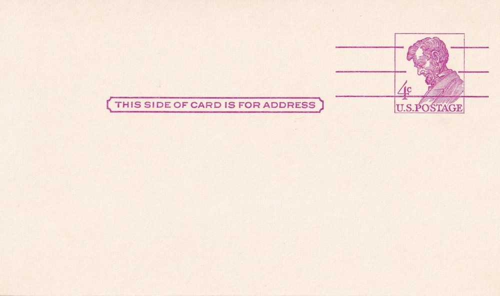 STAMP US SCOTT UX48 "Lincoln" 4 CENT 1962 POSTCARD MNH