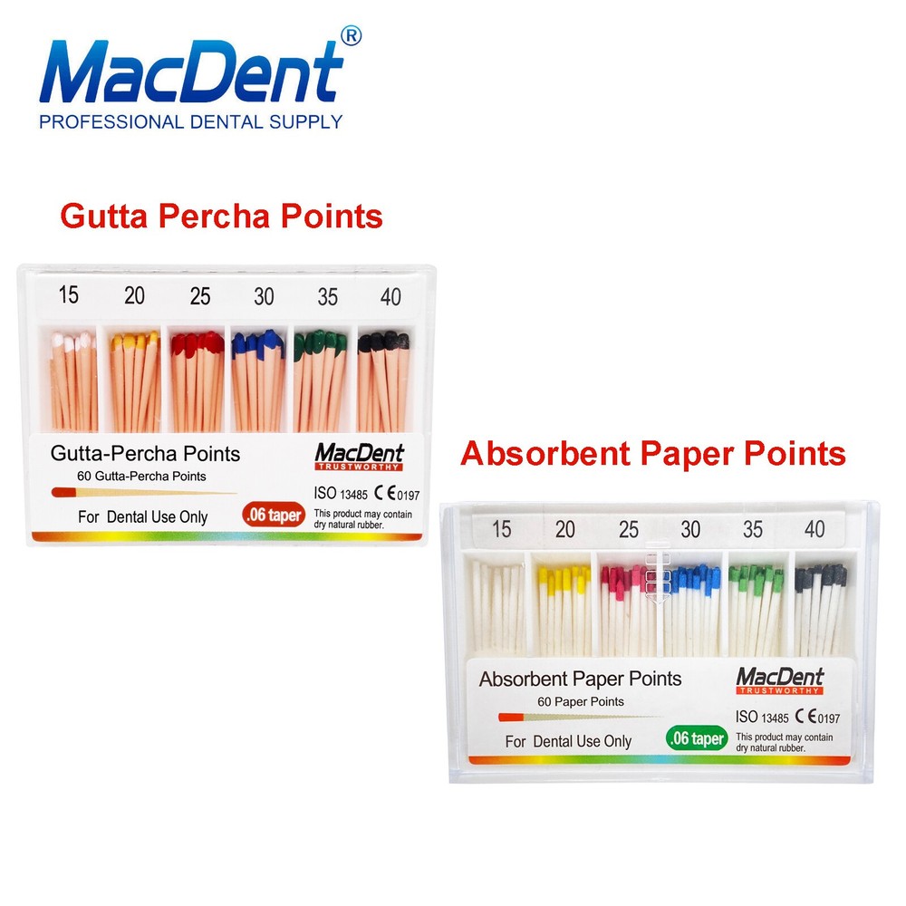 MacDent Dental Endodontic Gutta Percha Point & Absorbent Paper Obturation Points
