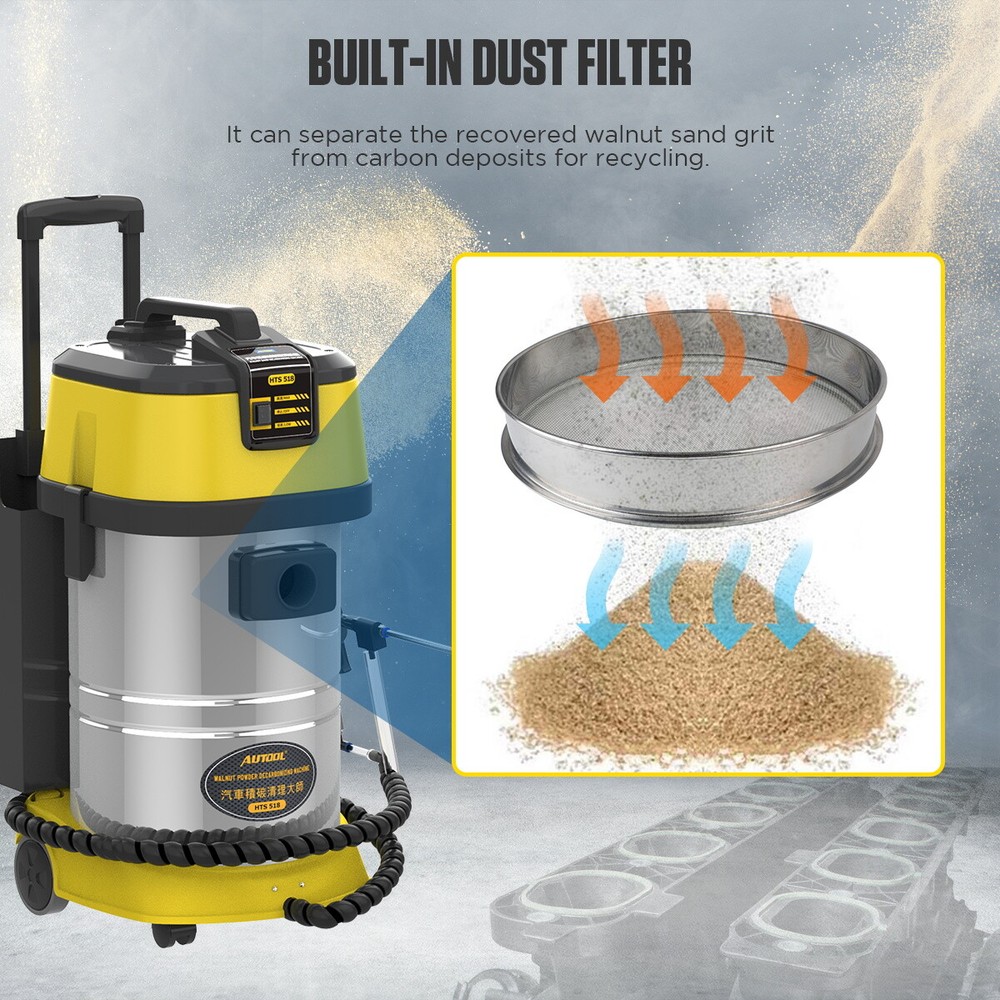 AUTOOL HTS518 Walnut Sand Blaster Car Engine Intake Pipe Valve Cleaning Machine