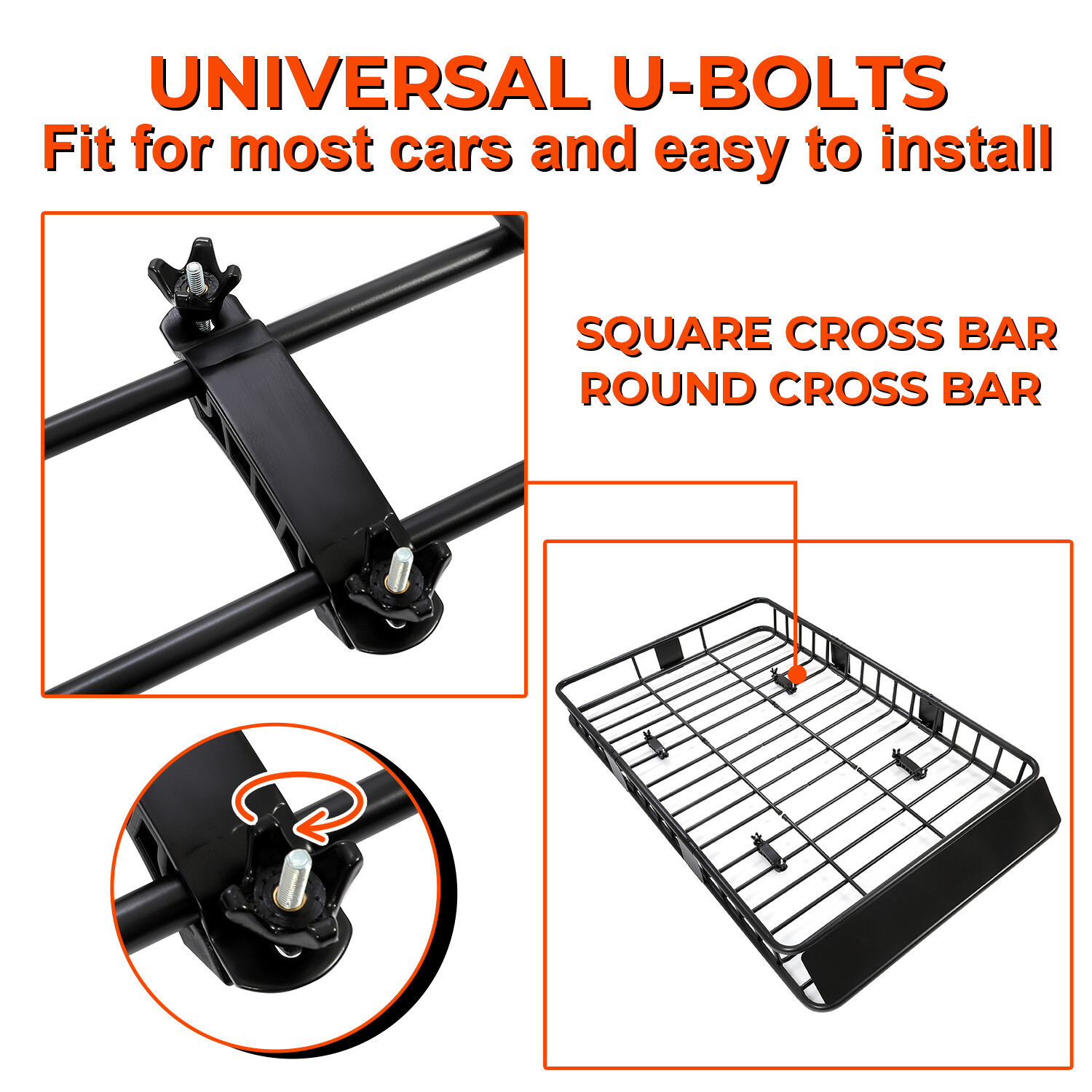 64" Universal Black Roof Rack Cargo Carrier w/ Extension Luggage Hold Basket SUV