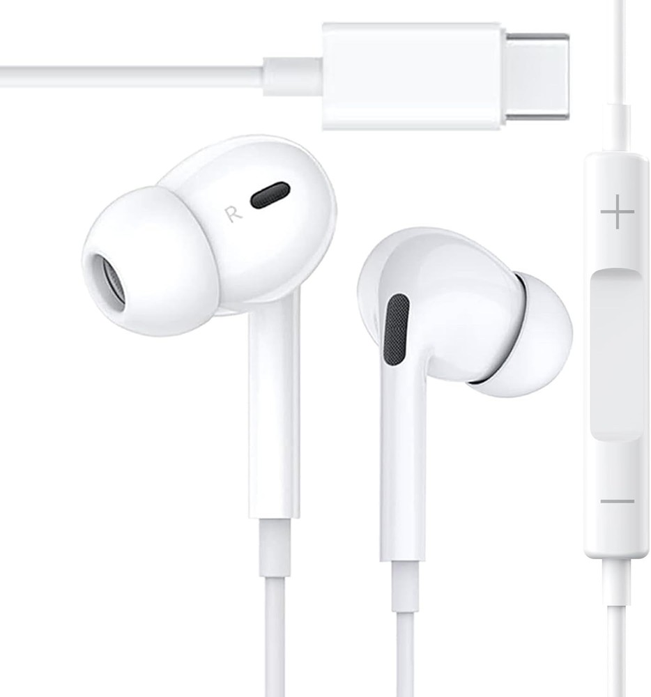 USB-C Type C Wired Headphones Earbuds for iPhone 17 16 15 Pro Max Plus