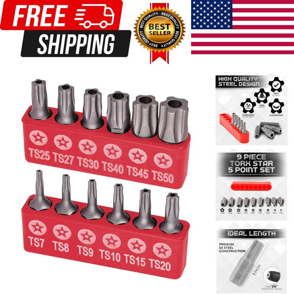 Torx plus 5-Point Tamper-Proof Security Bits - 12Pc Torx Star 5 Point, Security