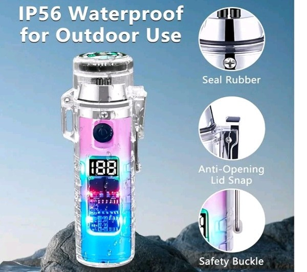 Waterproof Double Arc Lighter X2, Flashlight, Compass Out Adventure, Survival...