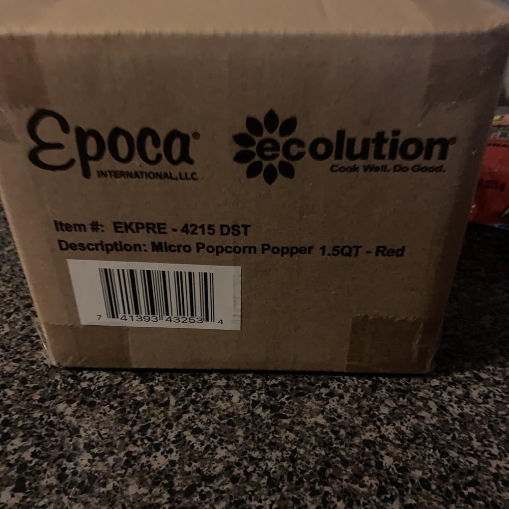 Ecolution 1.5qt. Microwave Popcorn Maker - Red, Brand New In Box.