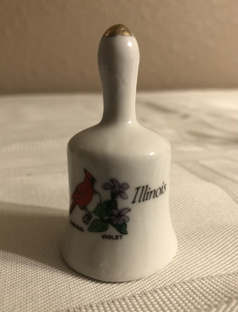 Illinois State Flower & Bird Mini Ceramic Bell