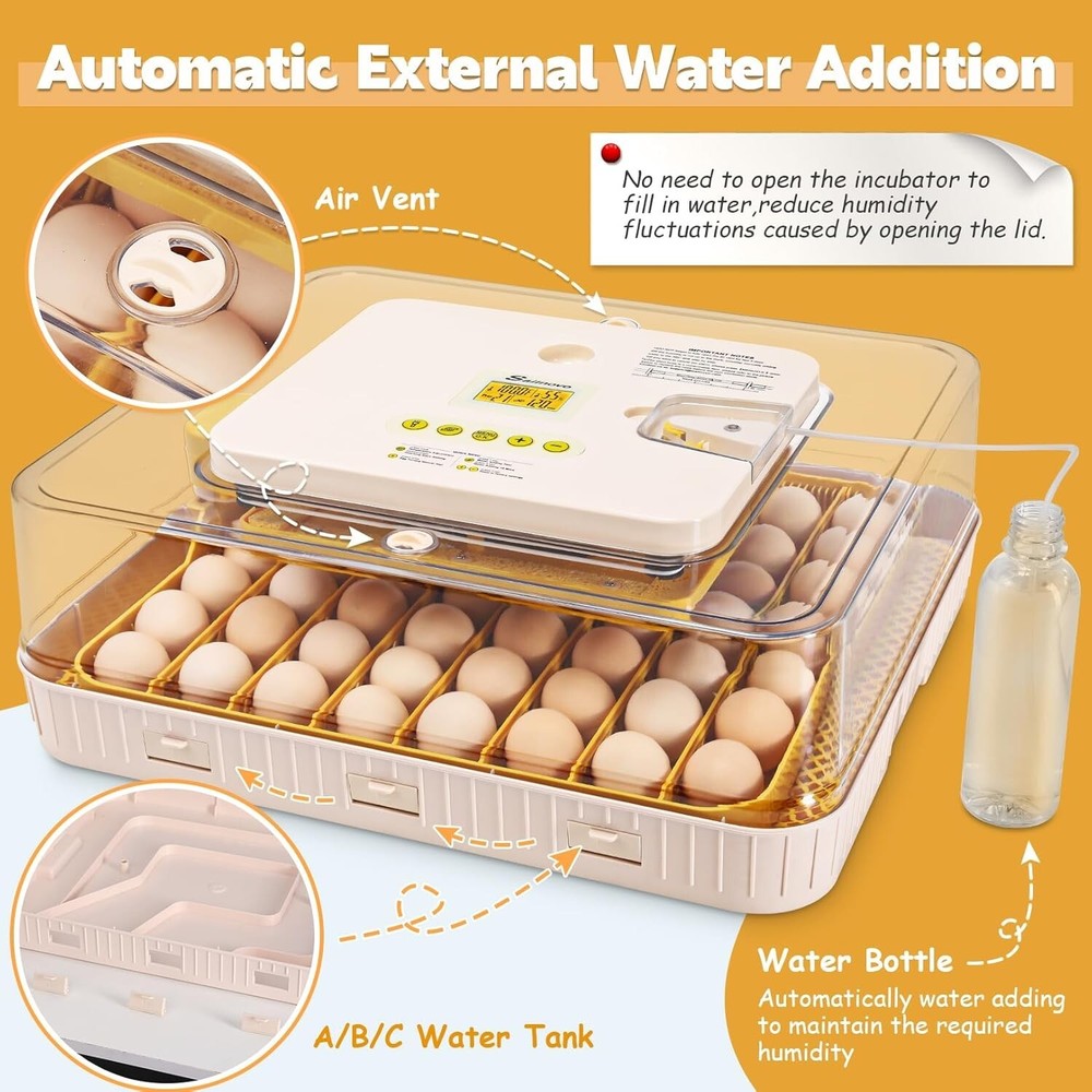 56 Egg Incubator for Hatching w/Automatic Egg Turner Temperature Display Gift US