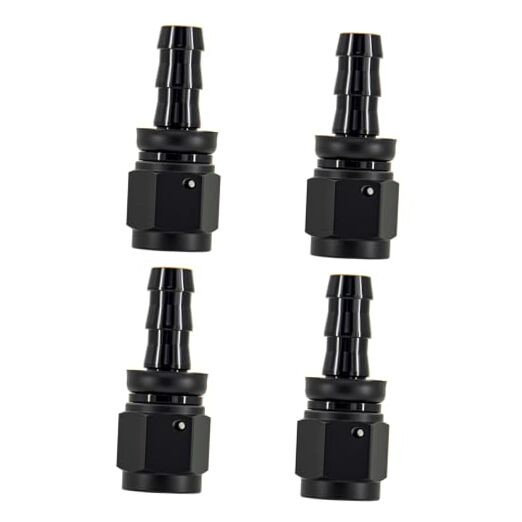 Push Lock Hose Fitting End Aluminum Black 4PCS 6AN Straight Normal