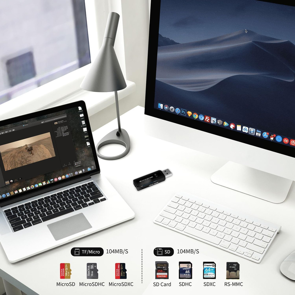 USB 3.0 SD/TF Card Reader - High-Speed Multi Memory Card Adapter for PC, Laptop