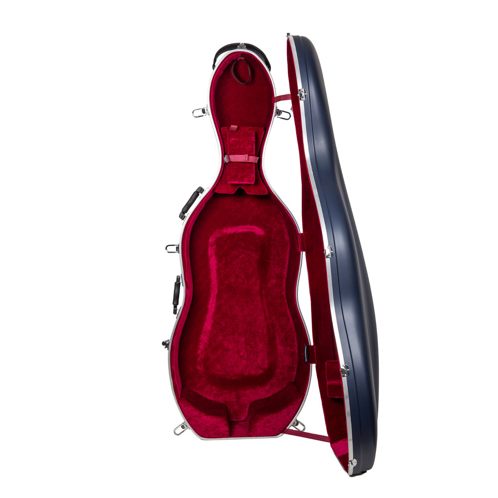 Crossrock 4/4 & 3/4 Cello Case with Wheels-Matte Blue ABS Shell-Backpack Strap