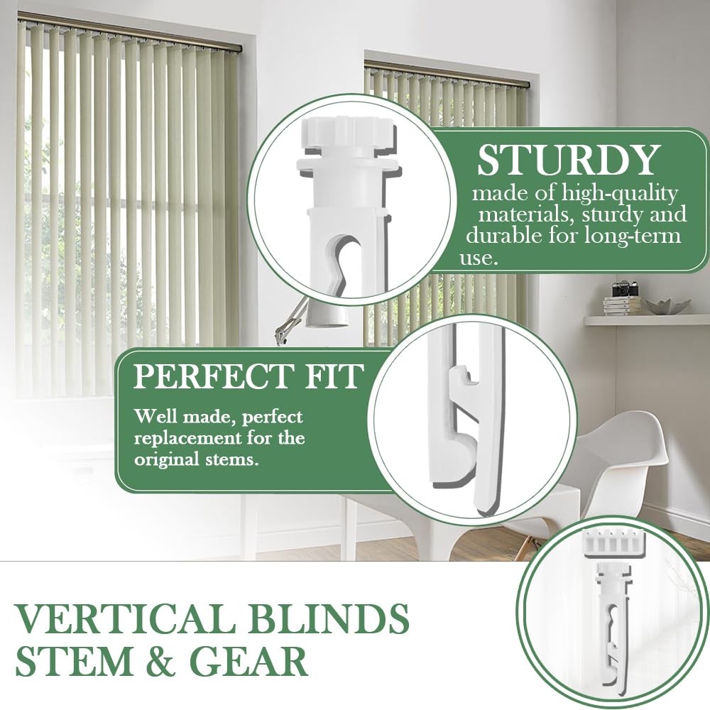 Vertical Blinds Replacement Stem and Gear, 12 Sets, Durable, Easy Install