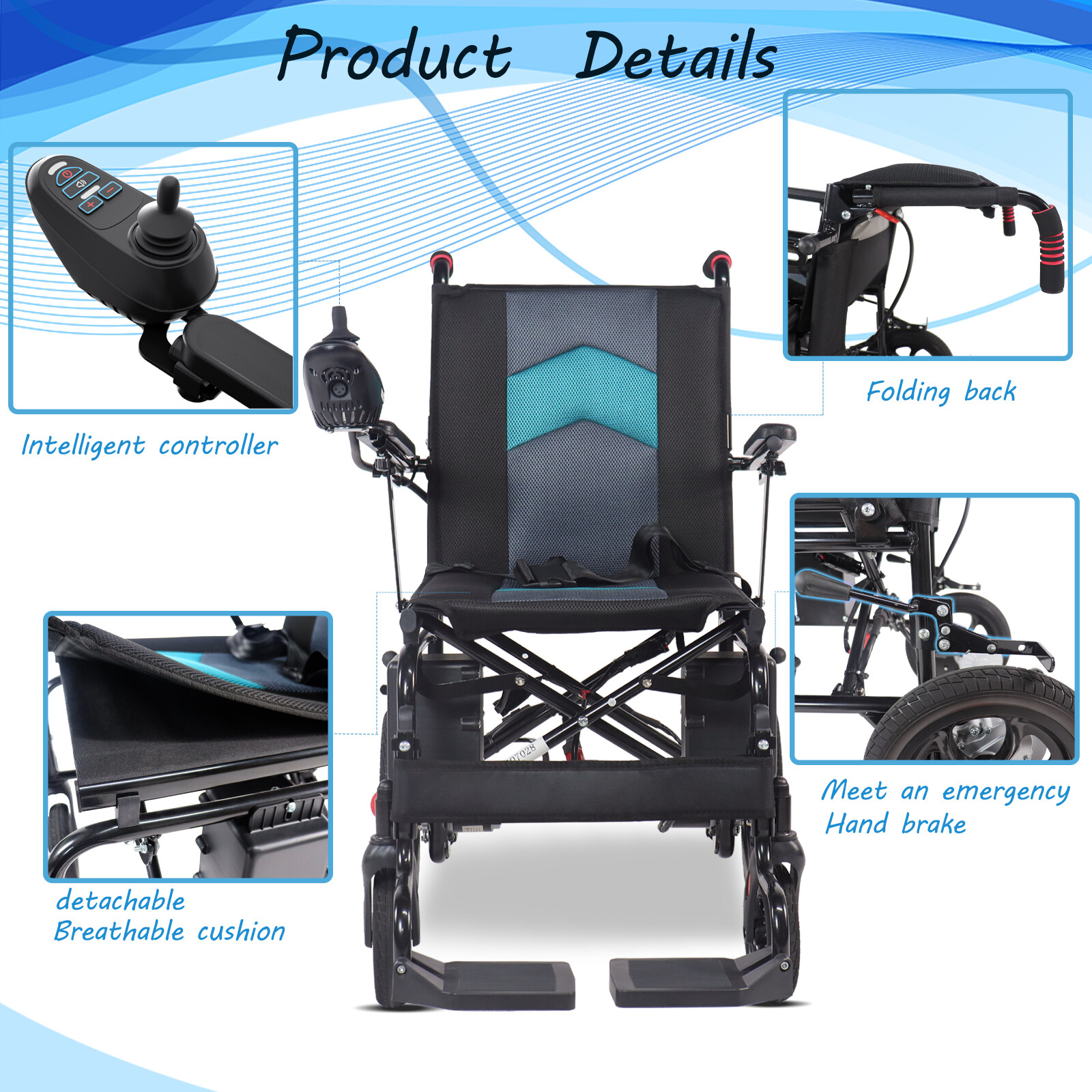 Foldable Electric Power Mobility Wheelchair Lightweight All Terrain Wheel Chair