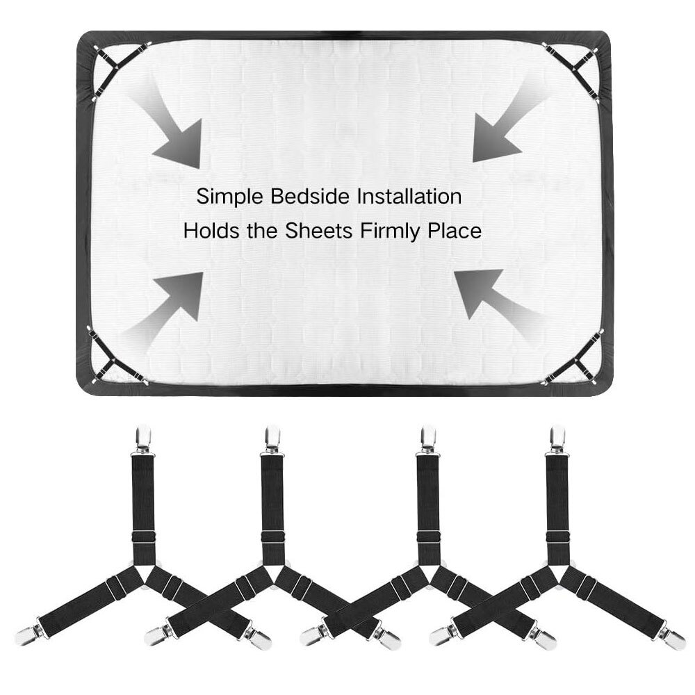 4x Four-corner Adjustable Elastic Fixing Clips Tablecloth Fixed Bed Sheet Clips
