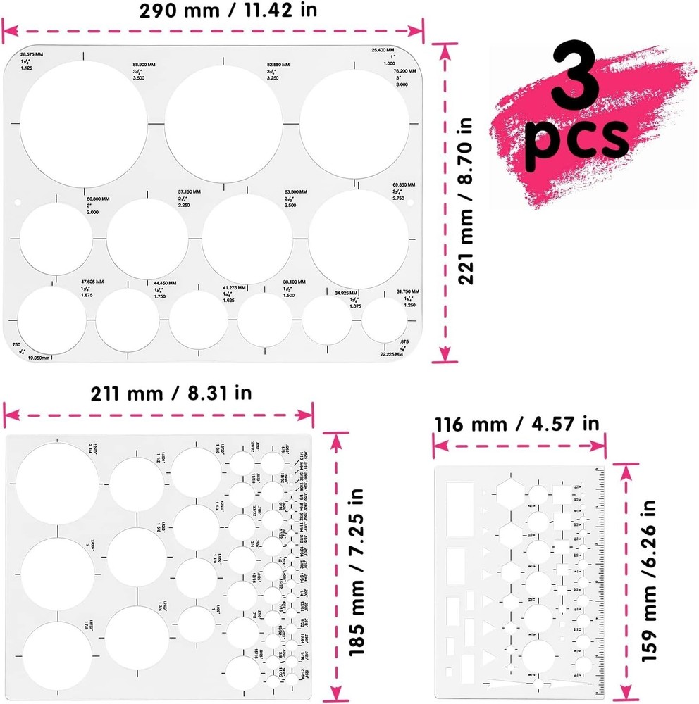 Circle Template Circle Round Stencil Templates for Drafting for Office and Sc...