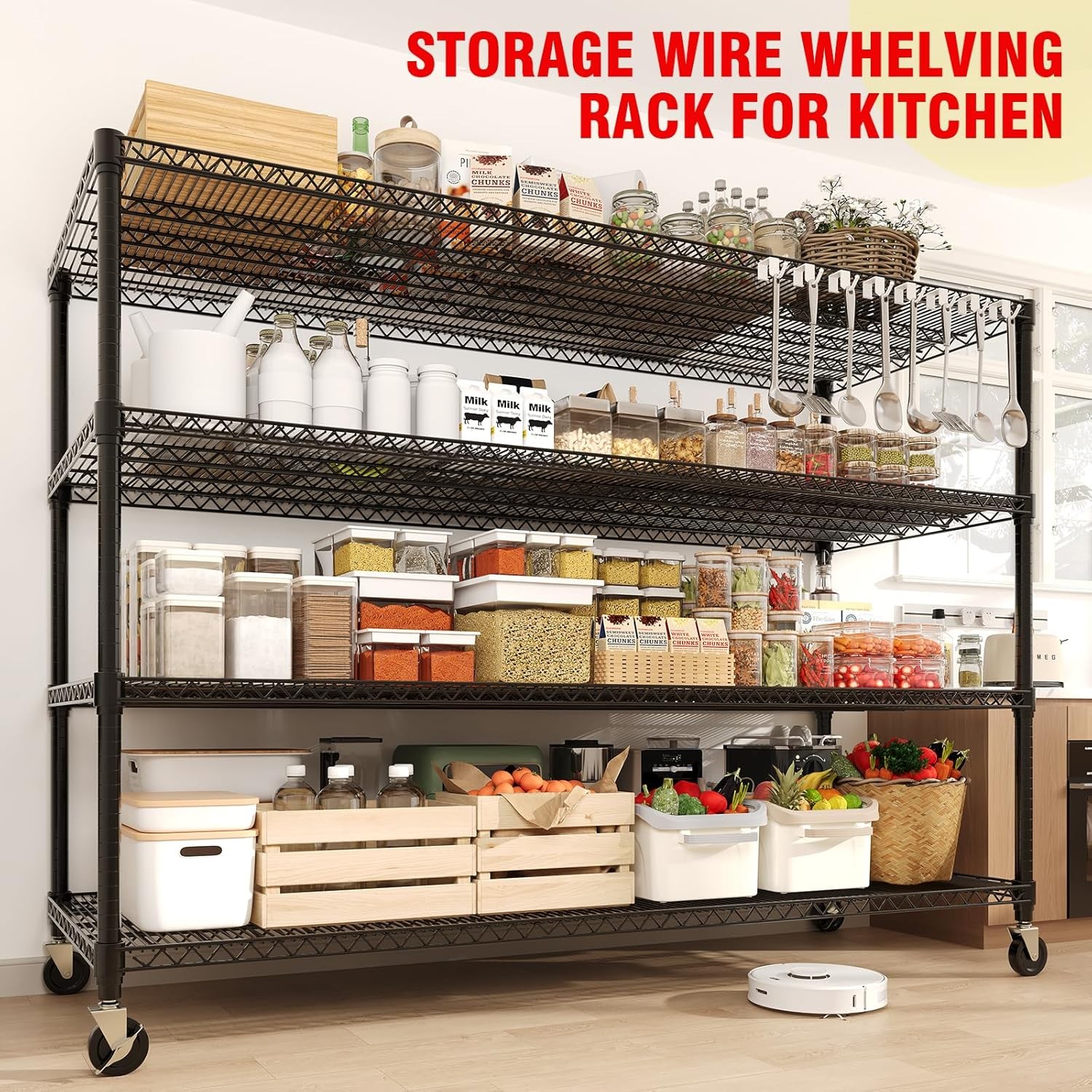 Heavy Duty 5-Tier/4-Tier Shelves Storage Rack Metal Wire Garage Shelving Black