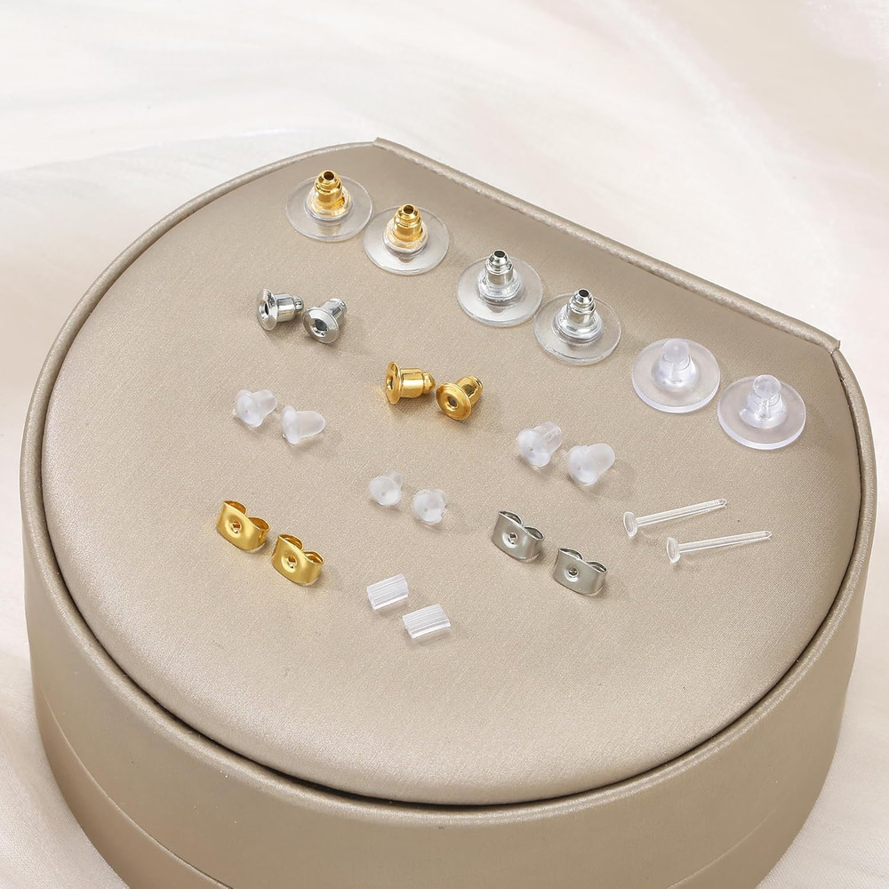 600 Pcs Earring Backs for Studs, Clear Plastic and Rubber Replacement Kits