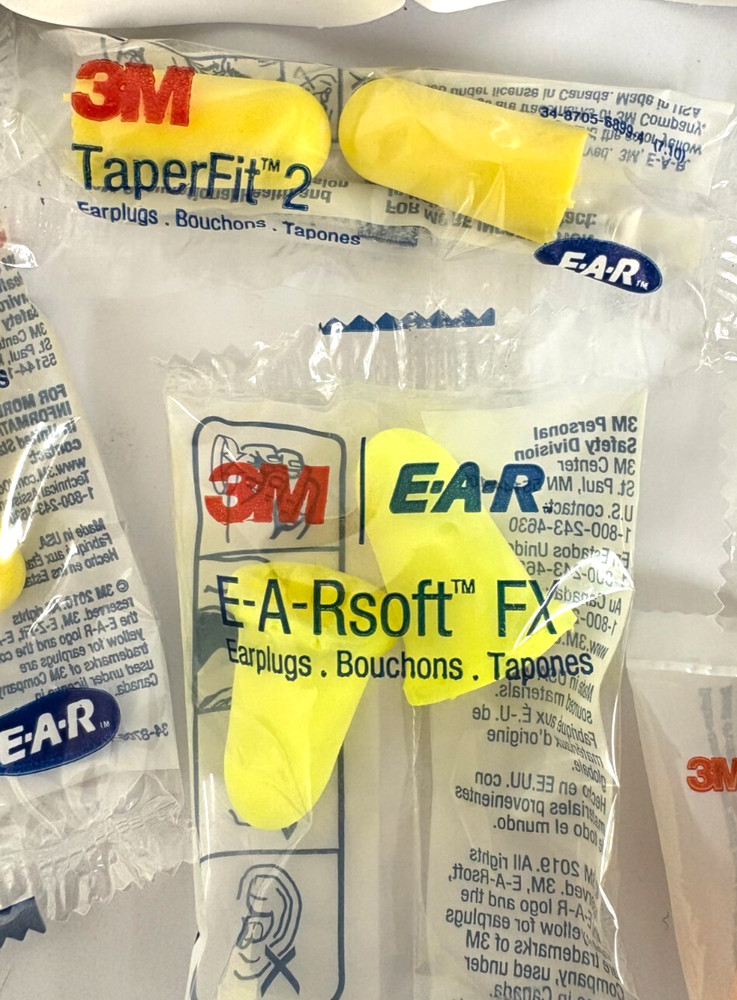 12 PAIR DISPOSABLE EAR PLUG ASSORTMENT PACK 3M - NEW!