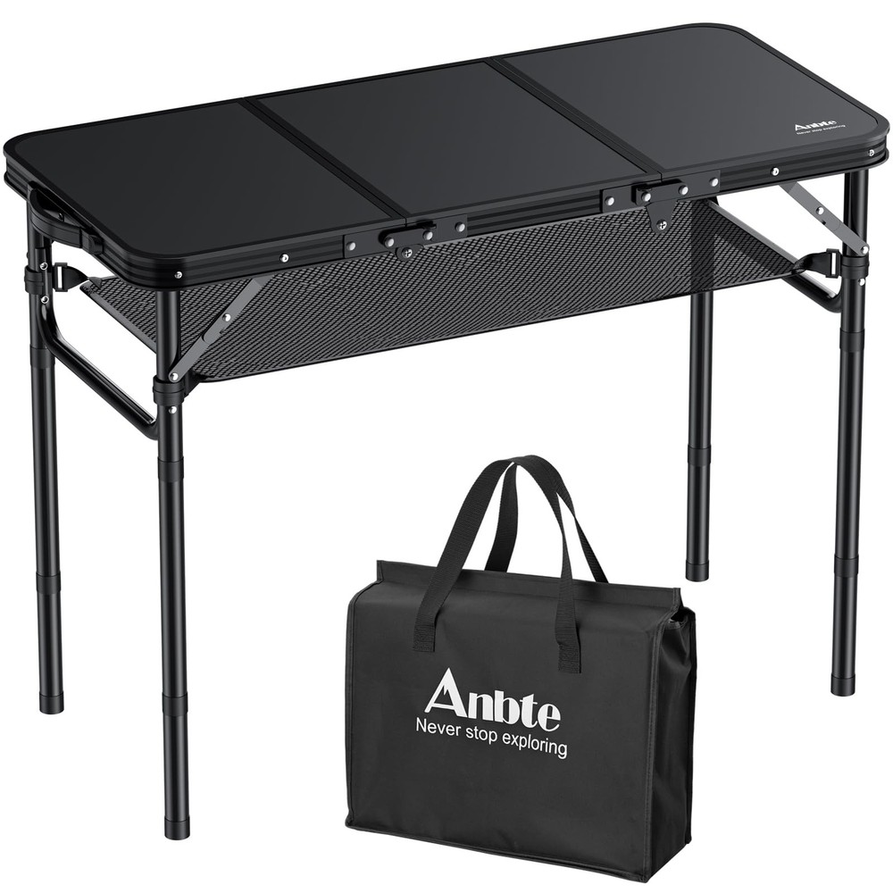 Folding Camping Table with Storage Net, 3ft Camping Table Aluminum Folding Ta...