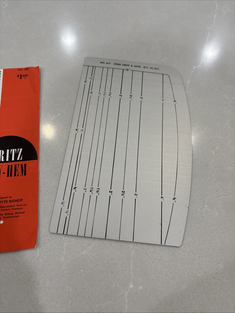 Dritz Ezy-Hem Measuring Tool Ruler by Edna Bryte Bishop 1959!