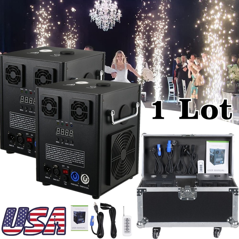 2PCS 700W Cold Spark Firework Machine DJ Event Party Machine with Flight Case