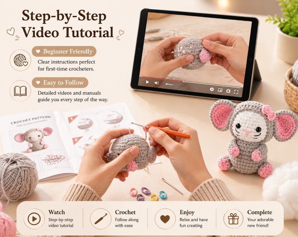 Cat Crochet Kit 3 Pack for Beginners Amigurumi DIY Set with Video Tutorial
