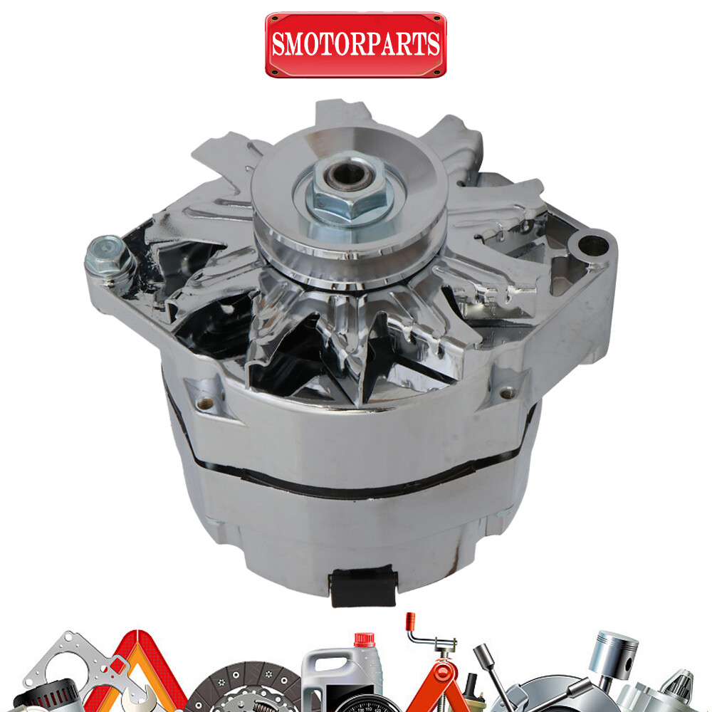 Alternator Fit 110Amp Chrome 1 Wire Self Exciting Street Rod GM 305 350 BBC SBC
