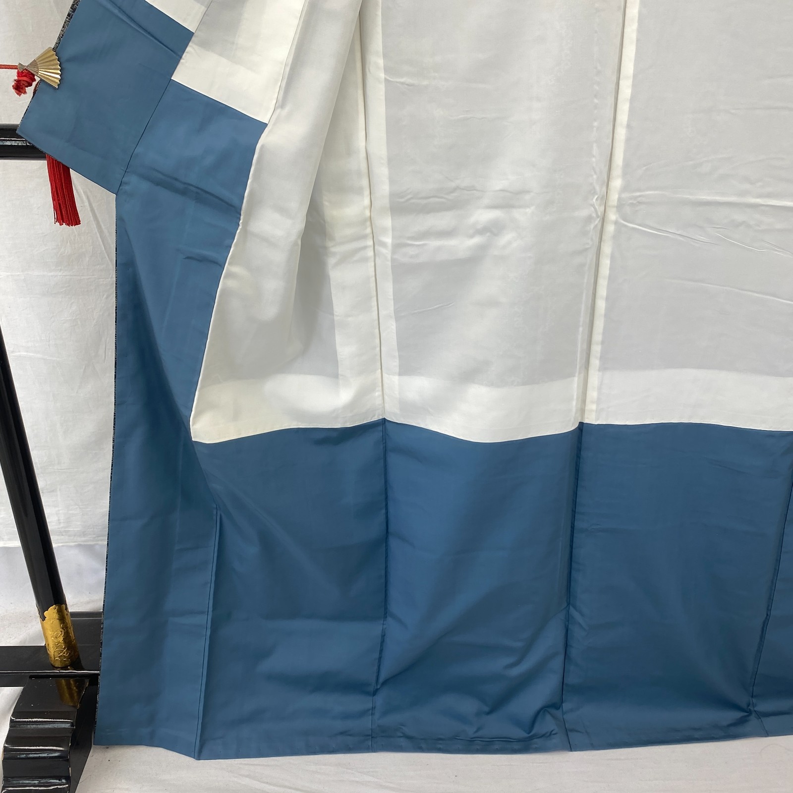 Japanese Vintage Kimono Silk Gray Oshima Traditional Authentic Length 66 in