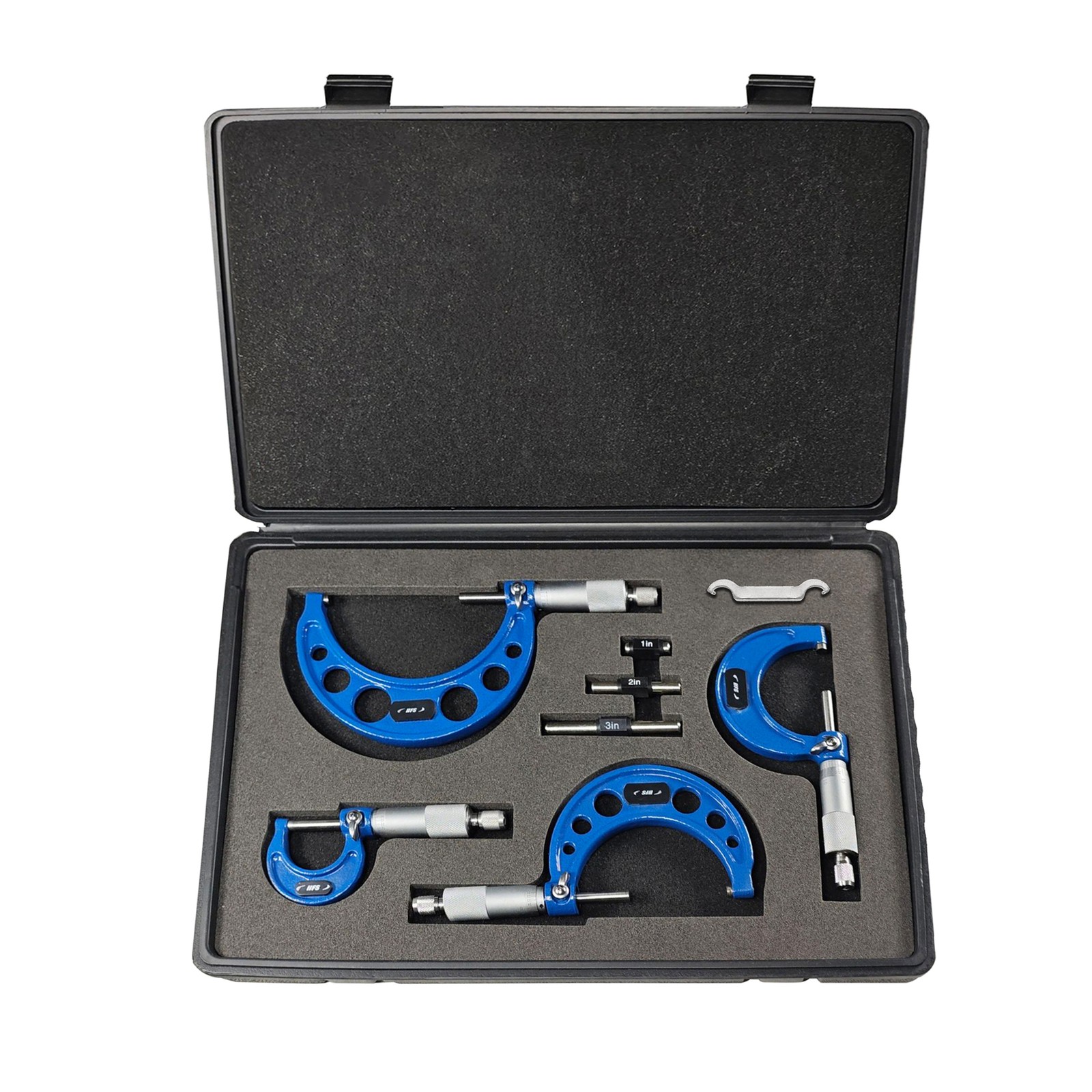 HFS(R) 0-4"x0.0001"4pc Premium Outside Micrometer Set Solid Metal Frame Carbide