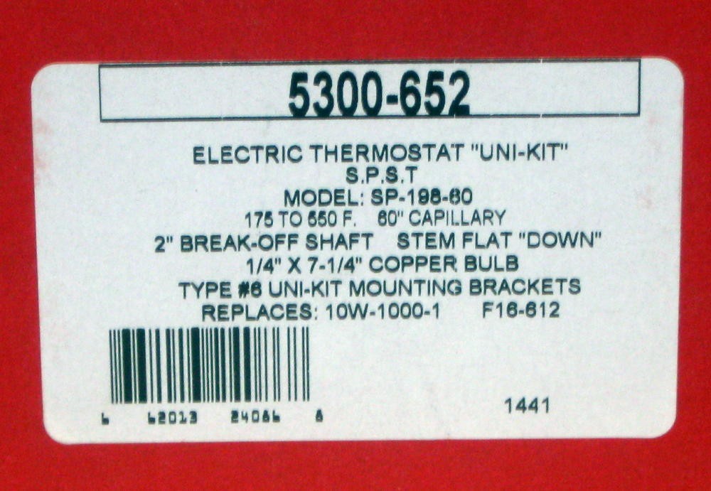 5300-652 Robertshaw Commercial Cooking Oven Electric Thermostat (KP-1201-30)