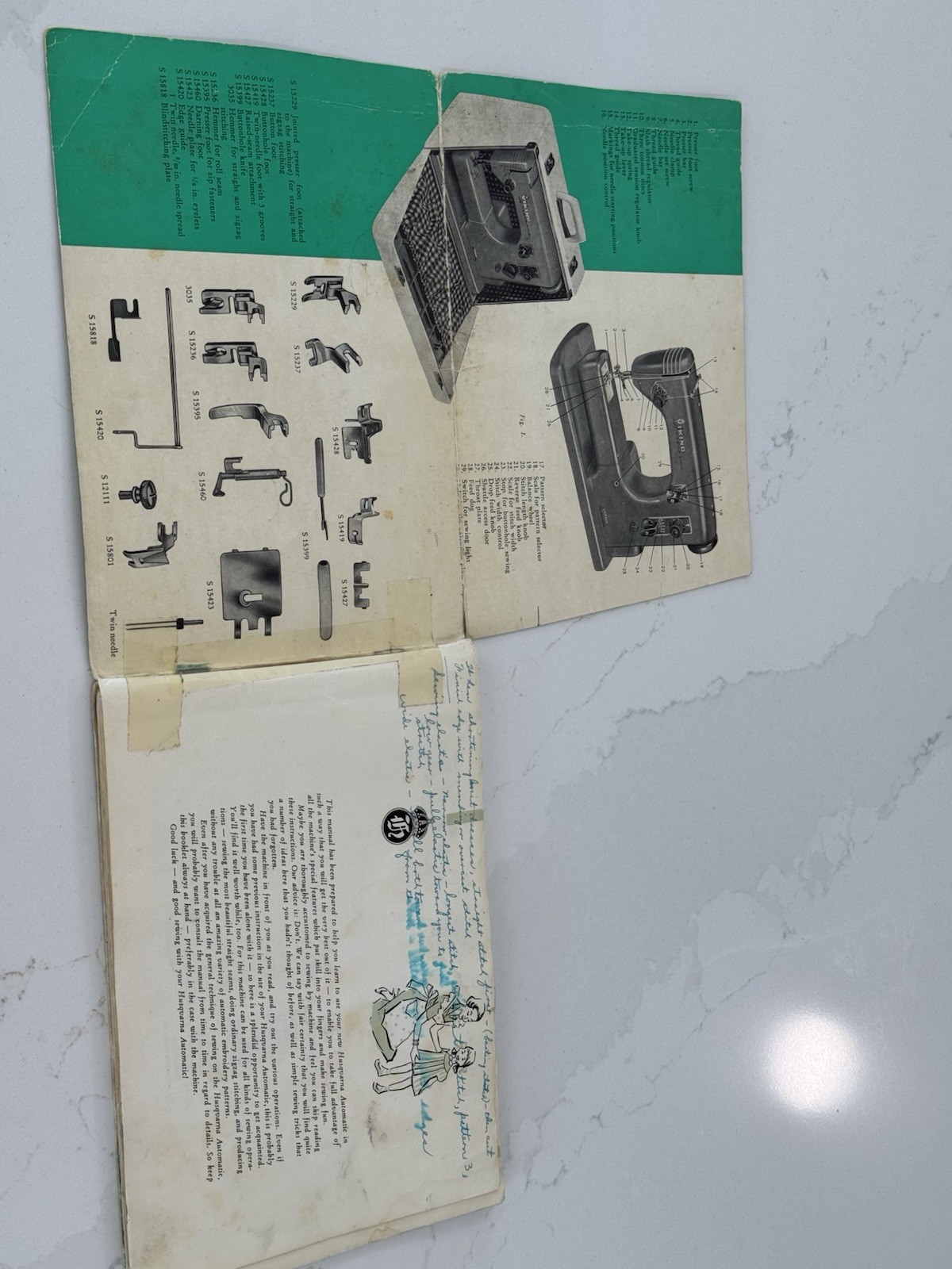 Original Viking Husqvarna 21E Sewing Machine Instructions, VGC