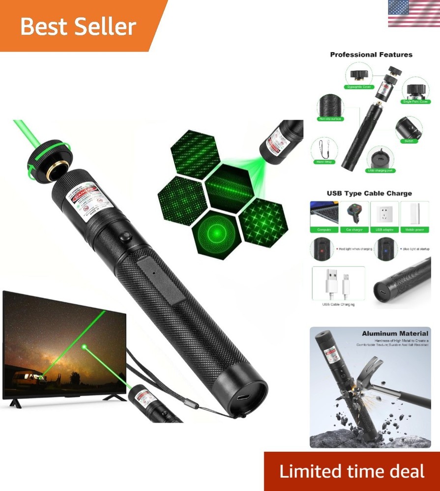 Durable USB Rechargeable Green Laser Pointer - Ideal for Hiking & Presentations