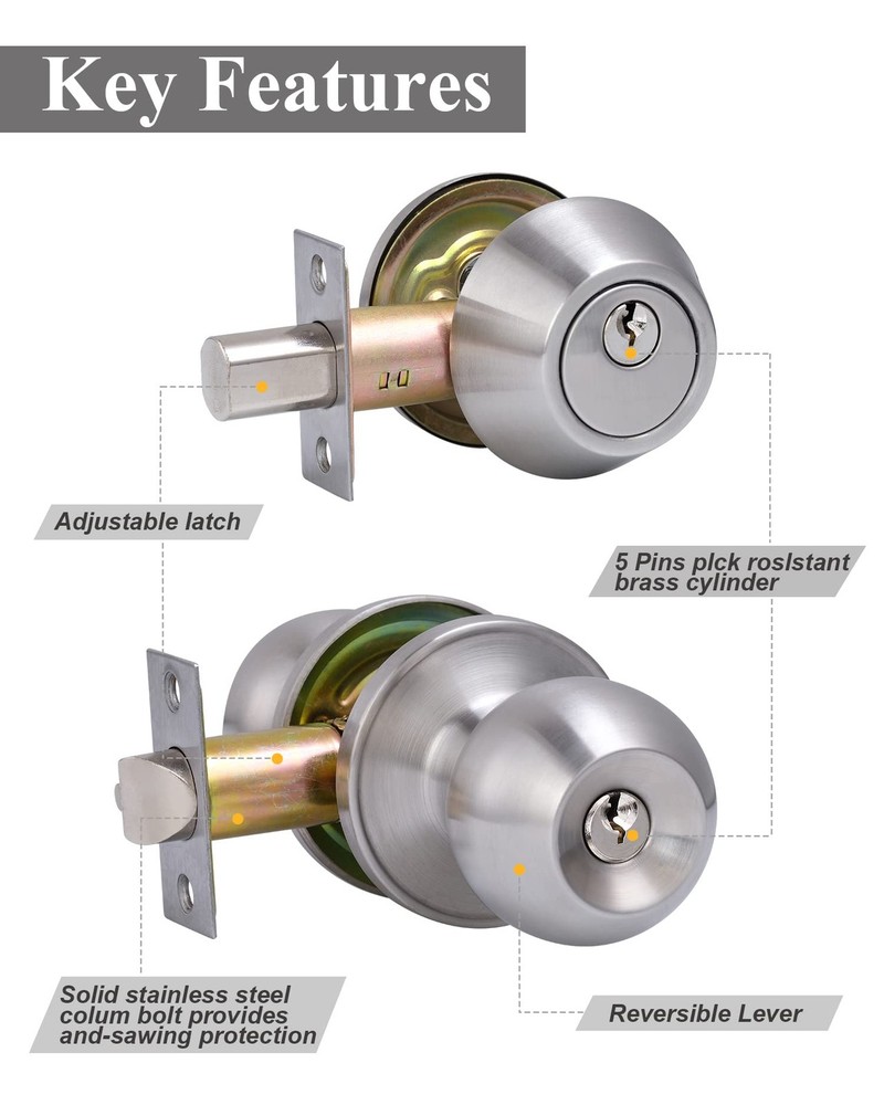 Lanwandeng All Keyed Same Entry 1 Pack, Deadbolt Lockset-Keyed Alike