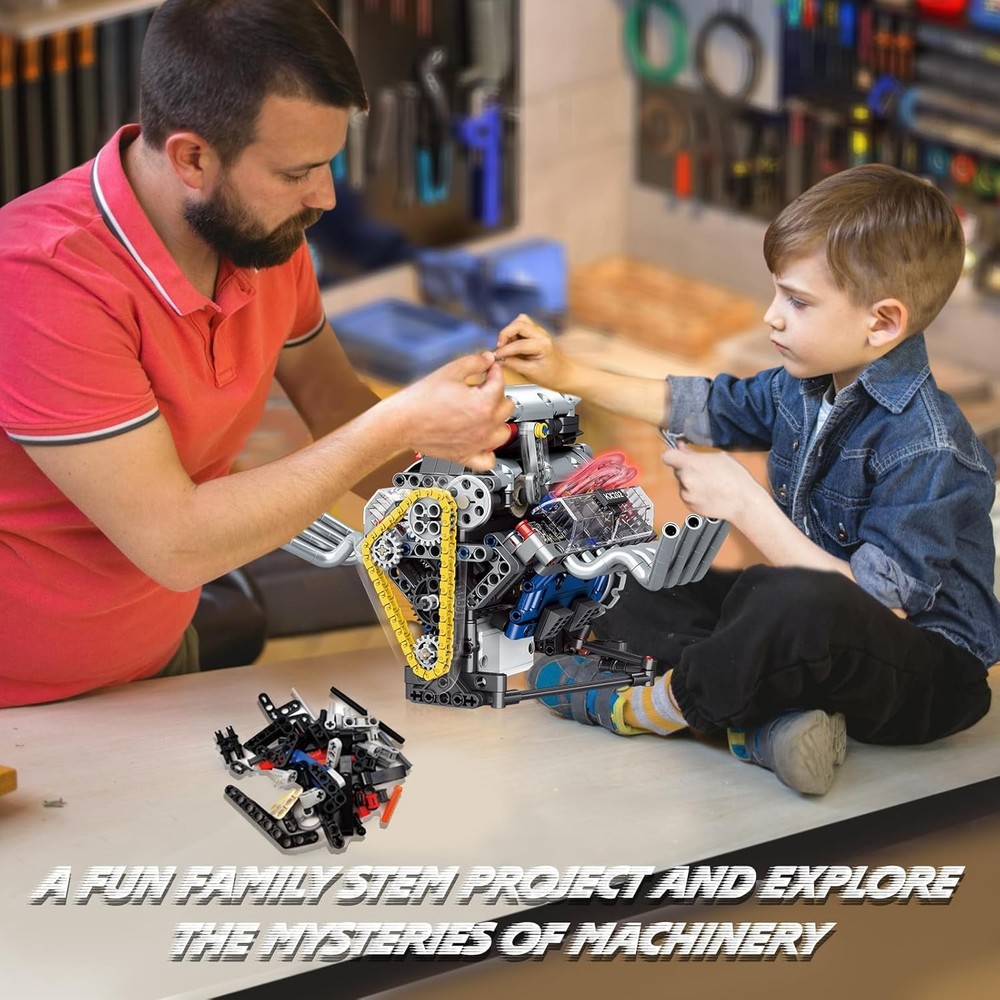 V8 Engine Building Set,Build Your Own Mini Engine That Works, Physical Science E