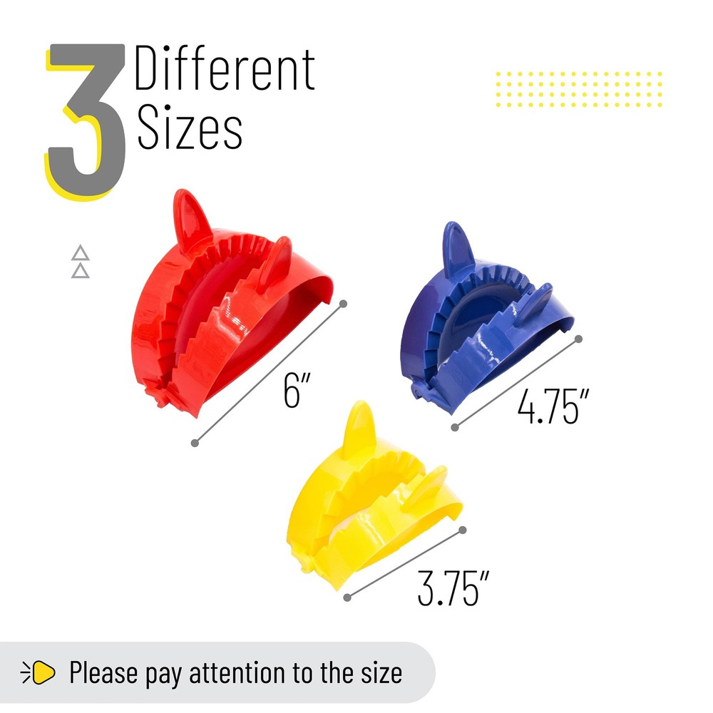 BTaT- Dough Press Set, 3 Pack, Dumpling, Empanada, Pastry Assorted Colors 1