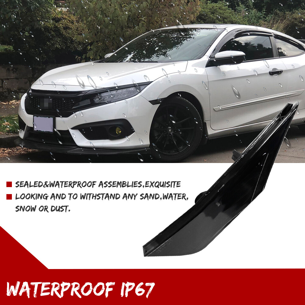 Smoked Side Marker Lamp Turn Signal Light W/ Led Bulbs for Honda Civic 2016-2021