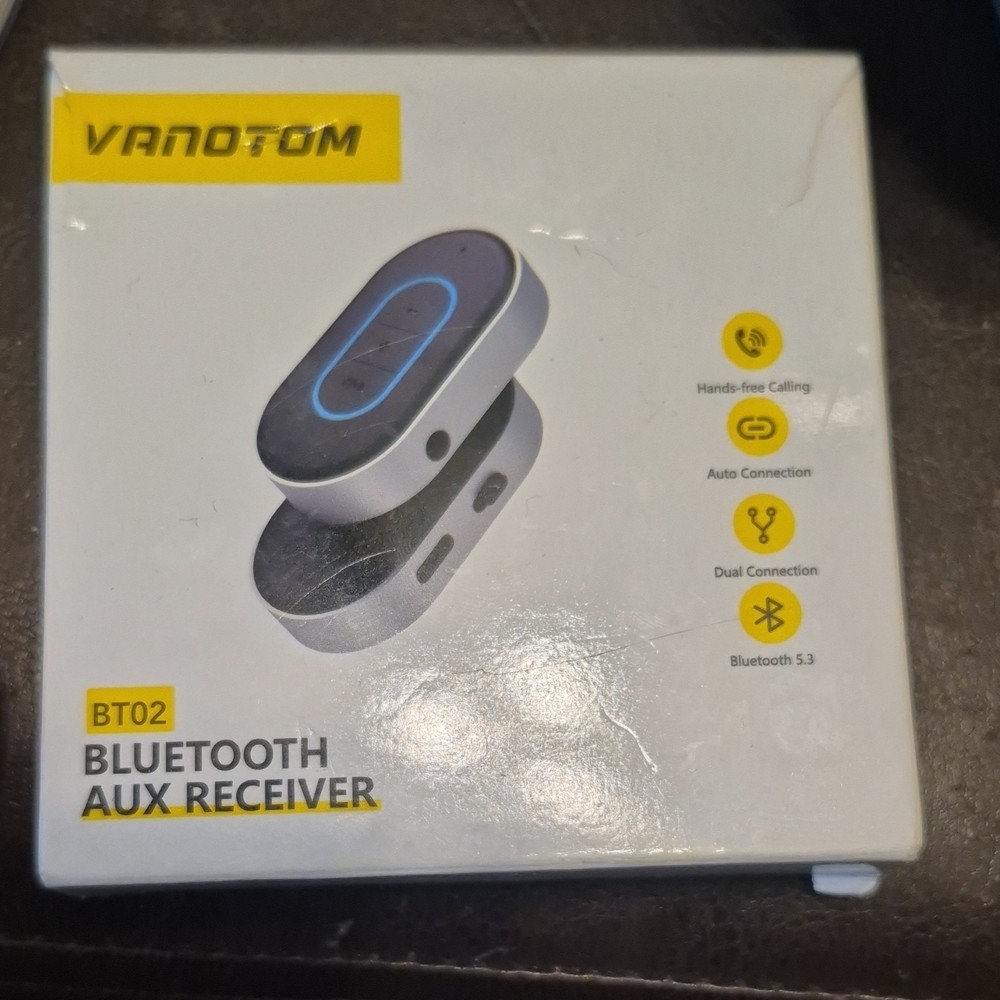 Vanotom BT02 Bluetooth 5.3 AUX Adapter Hands-Free Dual Connection for Car Audio