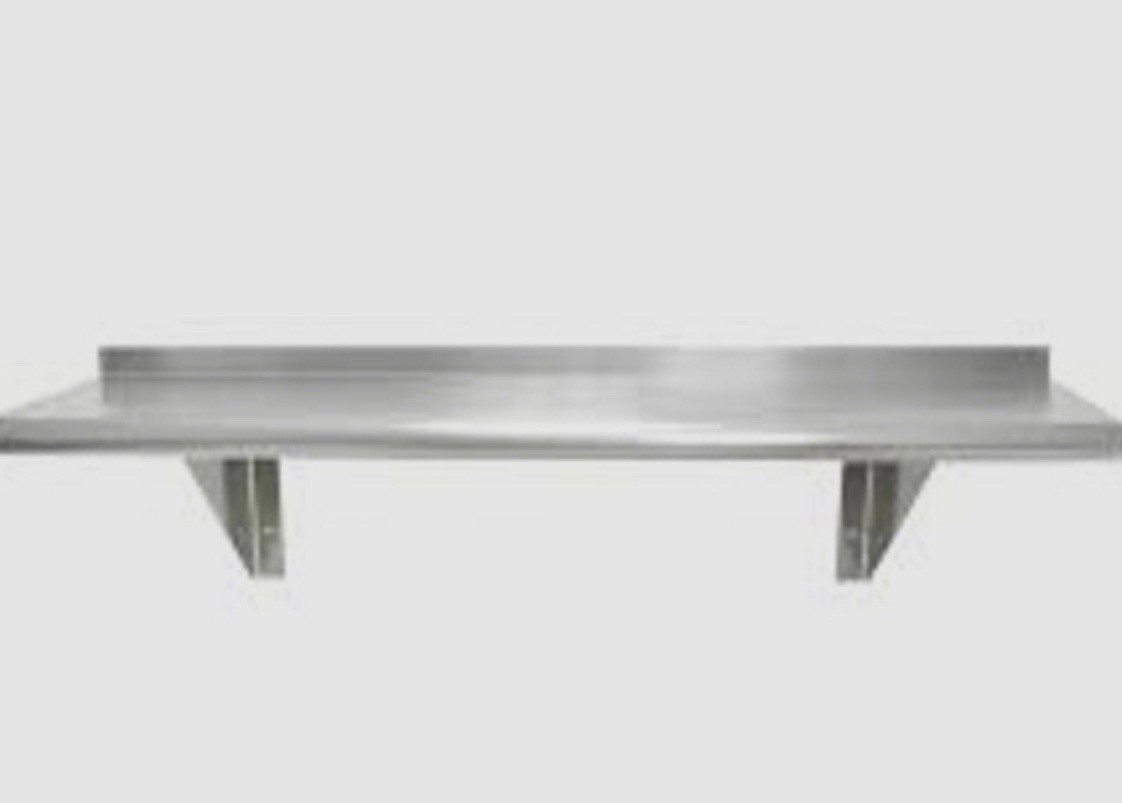 KCS WSSL1848 18 Gauge 430 Stainless Steel Wall Shelf 18” X 48” NSF W/ Backsplash