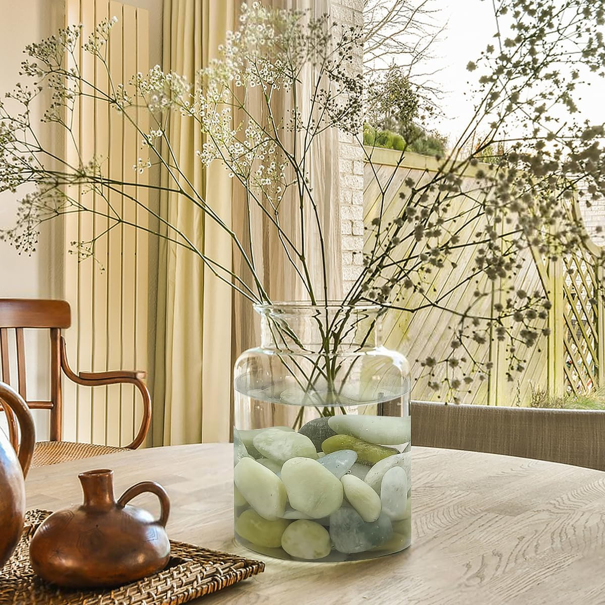 2Lbs Jade Pebbles for Plants, 1-2 Inch High Polished Natural River Rocks for Lan