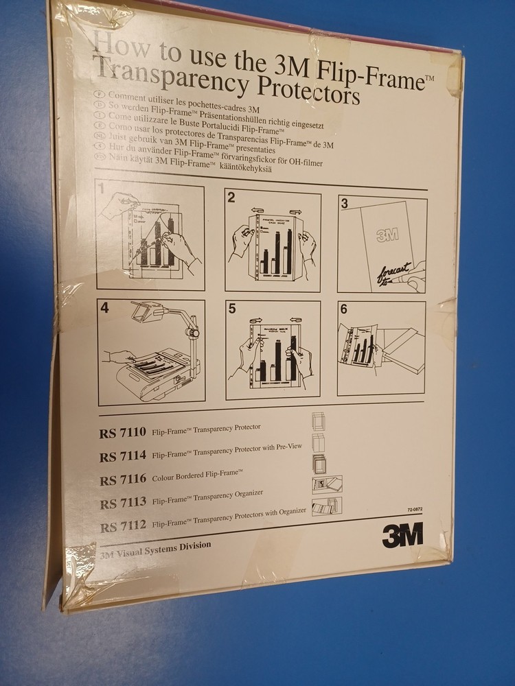 3M Flip-Frame RS7110 Transparency Protectors x 100 Visual Sysyems Division