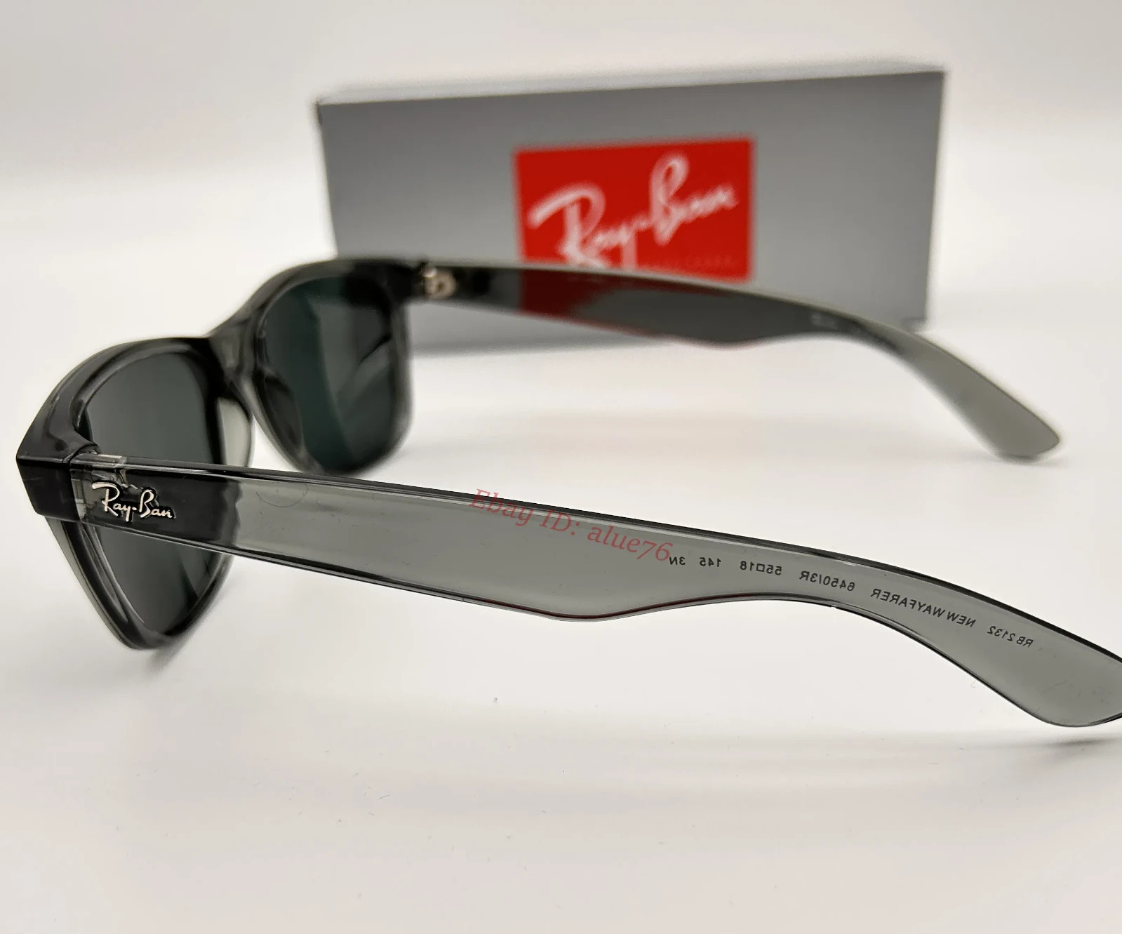 New Wayfarer Ray-Ban RB2132 Sunglasses Dark Blue Lens Grey Frame UV Protect 55mm